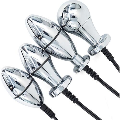 E-stim Metal Butt Plugs Electro Anal Dilator Intimate Goods Electric Shock Anus Expander Vaginal Ball Electrical Stimulator