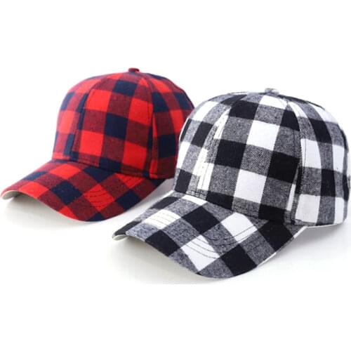 Red Plaid Men Baseball Cap Unisex Snapback Bones Cap male Gorras Hombre Cotton Dad Hat Casquette Casual Womens baseball Cap