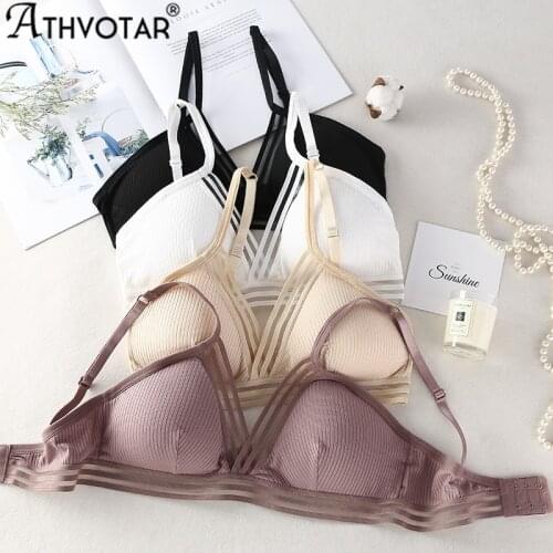 ATHVOTAR V-Neck Push Up Bra Female Padded Wireless Bra Sexy Adjusted Bralette Cotton Breathable Lingerie
