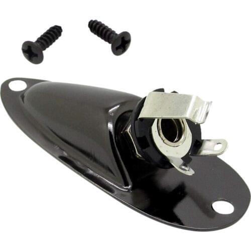 Black Boat Style 1/4inch Guitar Pickup Output Input Jack Plug Socket For Fd Strat Guitar