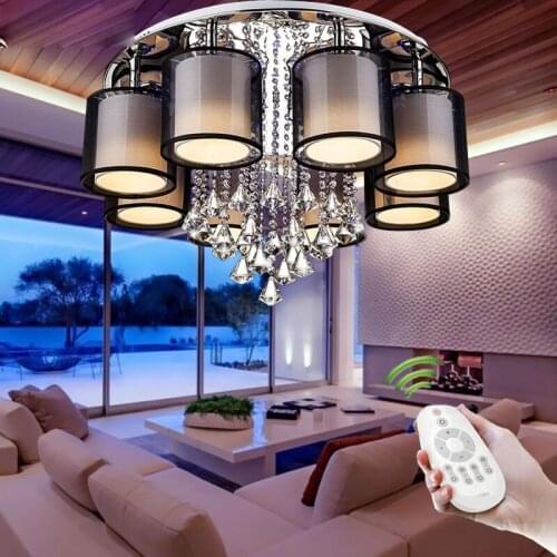 Home decoration ceiling lights 3/5/6/8 head Circular crystal lamp LED sectional remote control ceiling lamp