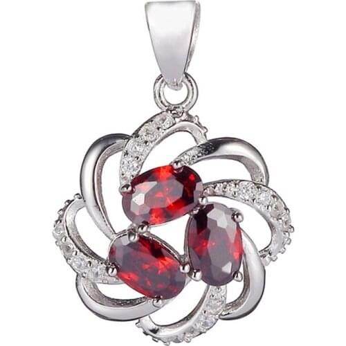 Eulonvan Noble Generous 925 sterling silver christmas pendant women for Jewelry & Accessories vintage Red Cubic Zirconia S-3734