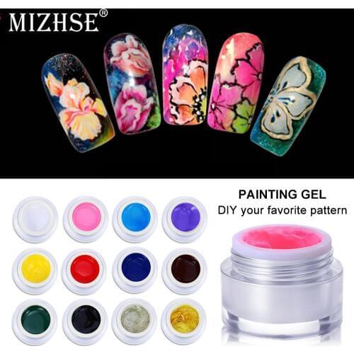 MIZHSE Painting Gel Nail Art Glitter Gel Paint For Nails Design 15g Vernis Semi Permanant UV LED Gel Nail Polish Pigment Color