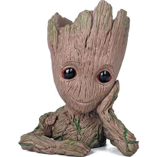 Baby Groot Flowerpot Flower Pot Planter Figurines Tree Man Cute Model Kids Pen Holder Toys Cartoon Green Planter Flower Pot