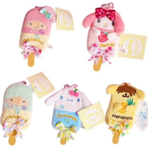 Kawali Anime LittleTwinStars Cinnamoroll My Melody Popsicle Ice Cream Cartoon Soft Stuffed Plush Doll Stuffed Pendant Kids Toys