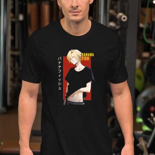 Summer Hot Sale Funny Cartoon Banana Fish Graphic Printed T Shirt Summer Cotton Black White Men Clothing Loose Hipster Tops