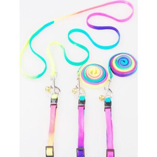Soft Walking Harness Lead Adjustable Pet Puppy Chain 1.2M Rainbow Mascotas Pet Dog Puppy Leash