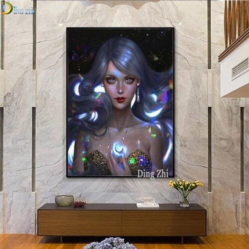 5D DIY Handmade Full Drill Diamond Painting "Fantasy Fairy Girl" Cross Stitch Kits Diamond Mosaic Embroidery Portrait Home Decor