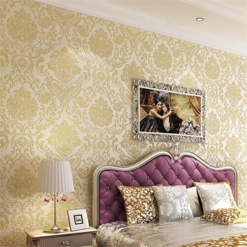 Beibehang european-style mural wallpaper Environmental protection non-woven wallpaper gold sitting room bedroom wall paper roll