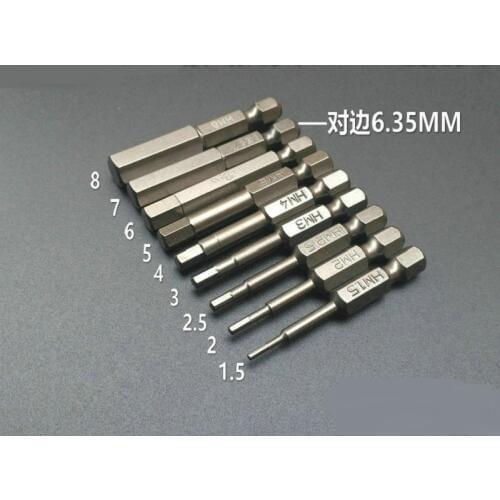 New 9Pcs H1.5-H8 Hex Screwdriver Bits L50mm L100mm S2 Steel 1/4" Hex Shank Magnetic Allen security bit DIY Hand Tools