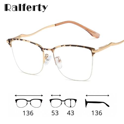 Ralferty 2021 Quality Square Womens Eyeglass Frames Metal Optic Myopia Frame oculos de grau Blue Light Glasses lunette F95726