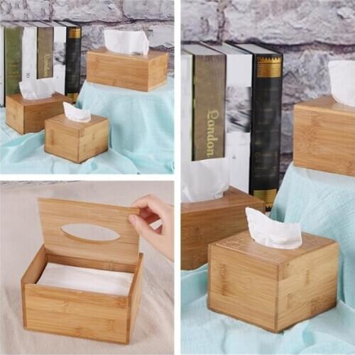 Kitchen Storage Organization Restaurant Bamboo Square Seat Type Sheet Paper Napkins Tissue Boxes Eco-Friendly Wood Table Decor