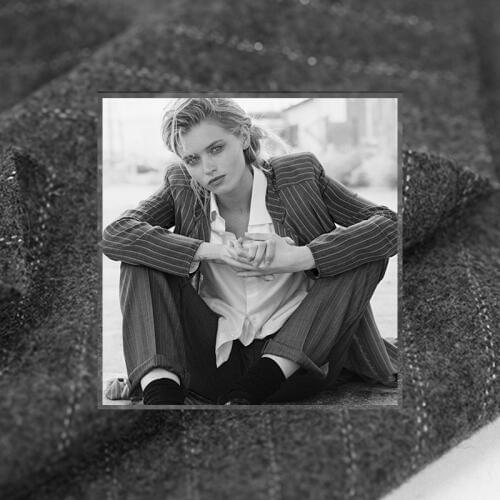 Gray Stripe Wool Viscose Golden Thread Spring and Autumn Suit Dress Outwear Overcoat Jacket Fabric 150CM Wide 520G/M DE604