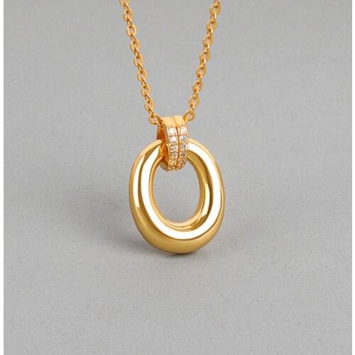 VENTFILLE 925 Sterling Silver Oval Pendant Trendy Accessories Titanium Steel Necklace European Style Popular Jewelry