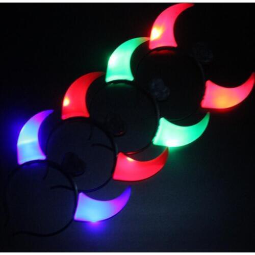 Fancy Party Led Flashing Horns Headband Glow Light Up Xmas Devil Hair Hoop Headband Headwear LX8314