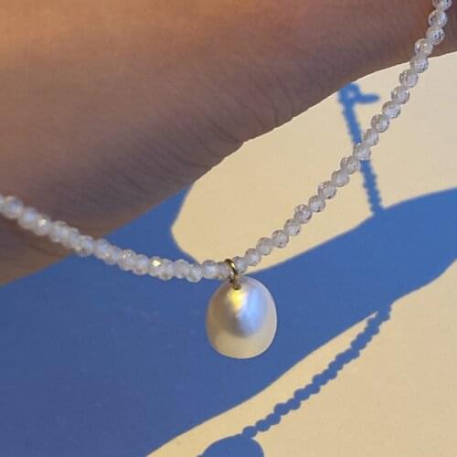 Origin Summer Vintage Irregular Simulated Pearl Pendant Necklace for Women Girls Exquisite Beaded Wedding Necklace Jewelry