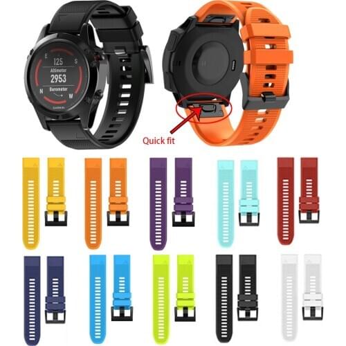 For Garmin Fenix 6 6X Pro 5 5X Plus 3HR Silicone Band Fenix6 Fenix5 26 22 20mm Watchband Quick Release Easyfit Wrist Strap