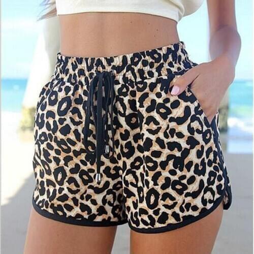 2020 New Summer Hot Shorts Leopard Lace Up High Waist Elastic Short Women Beach Casual