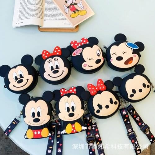 Disney Mickey Mouse Silicon Coin Purse School Bag Minnie for Boys Girls Baby Bag Cartoon Kawaii Children Backpack Mini Gifts