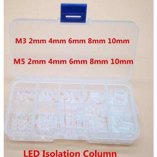 200PCS M5 M3 LED Hollow Pillar Round Isolation Column Round Plastic Spacer Shim Washers 2mm 3mm 4mm 5mm 6mm 7mm 8mm 10mm 16mm