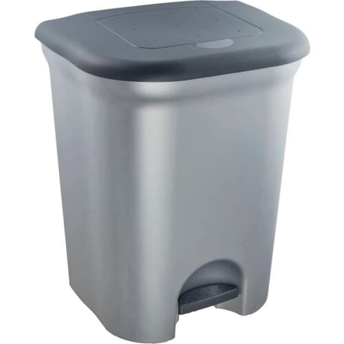 TORGE keeper garbage bucket with pedal with lid recycling with 2 compartments of 11L silver color plastic