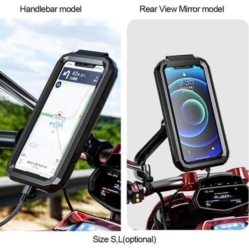 1 Pc Waterproof Case Bike Motorcycle Handlebar Rear View Mirror 3 to 6.8" Cellphone Mount Bag Motorbike Scooter Phone Stand