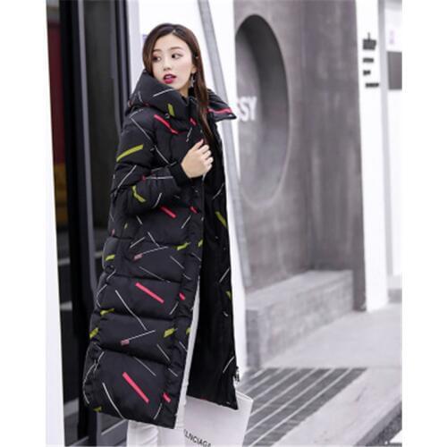 Winter Hooded big Size Women Parkas Outeerwear Long Print cotton clothes womens cotton coat large size Female coat Parkas D878