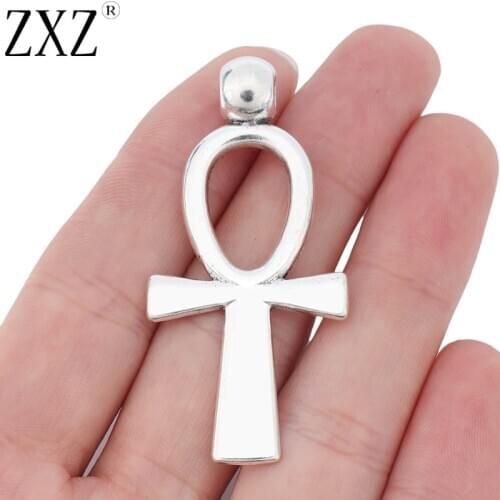 ZXZ 5pcs Ankh Egyptian Cross Charms Pendants Double Sided for Necklace Jewelry Making Findings 57x27mm