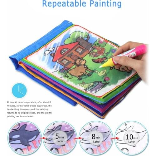 1Set Montessori Coloring Book Doodle & Magic Pen Painting Drawing Board For Kids Toys Magic Water Drawing Book Birthday Gift