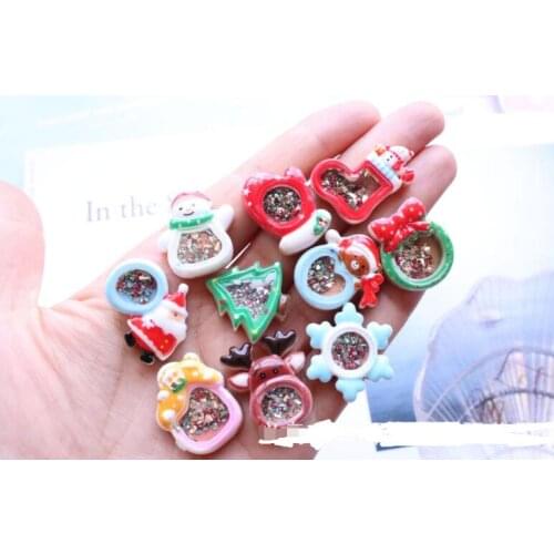 10pcs/lot Flatback Christmas Resin Ornament Crafts Cabochon For Scrapbooking Xmas Kid Toys Gift DIY Embellishments Accessories