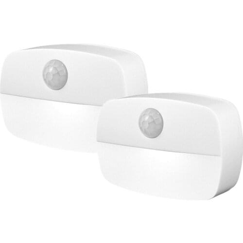 2 Packs Sensor Motion LED Stick-On Night Light Wireless Battery-Powered PIR Stairs Lights Warm White Cool White