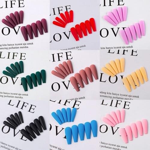 20pcs Full Cover Matte Nail Tips Muti-color Press on Nail Professional Fake Nails Long Acrylic Nail Tip 10 Size Artifical Nails