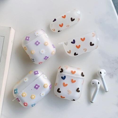 3D Cute Small Flowers Heart Soft Matte Headphone Box Accessories Earphone Case For Apple Airpods 1 2 Pro 3 Luxury Cases Cover