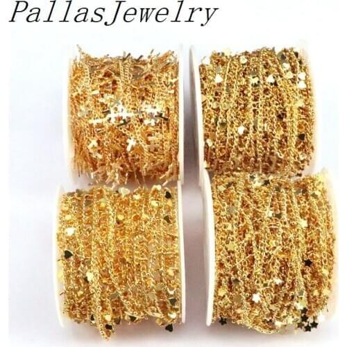 5Meters High quality Heart/Star/Cross Chains Necklace Component for DIY Bracelet Handicraft Anklets Jewelry Making Accessories