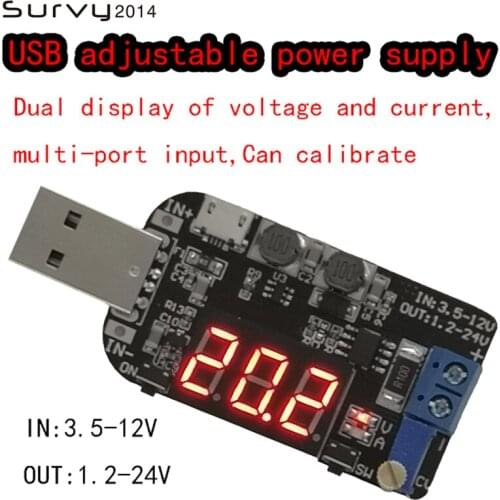 AABB-With Current Usb Adjustable Buck-Boost Power Supply Voltage Regulator Module 5V To 3.3V 9V 12V 18V24V DIY electronics