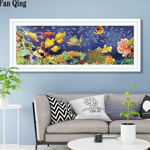 Diamond Painting 5D Full Square/ Round Fish Underwater World Scenery Diamond Rhinestone Crystal Cross Stitch Mosaic Decor