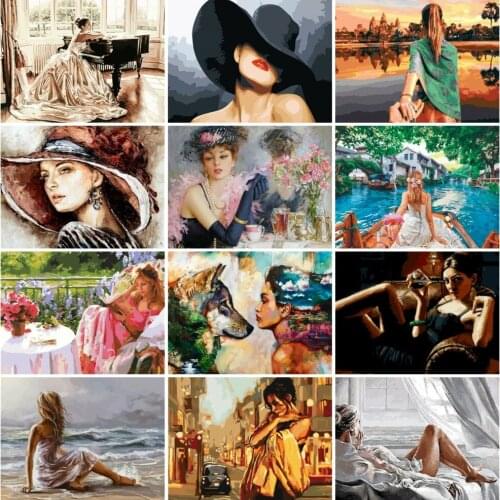 AZQSD Coloring By Numbers woman Decor For Home Painting By Numbers portrait Wall Decorations Living Room Hand Painted