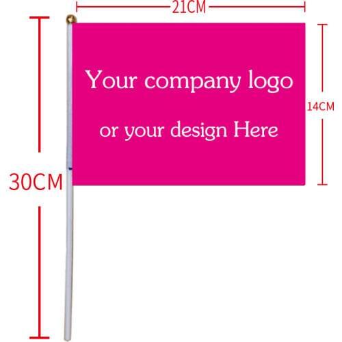 Free shipping xvggdg Custom Hand Flag 14 x 21 cm Shaking banner print buyers logo 50 pcs/lot