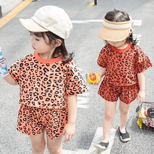 Baby girl clothes Fashion Infant New Baby Girls Summer Outfits Clothes Sets 2pcs Leopard Print T-shirt Top+Shorts Outfit 6M-5Y