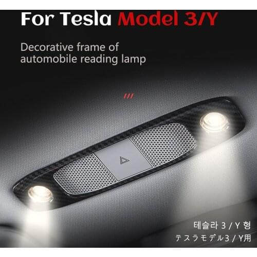 For Tesla Model 3 Y Car Accessories Inner Decoration ABS Overhead Lamp Reading lights Decorative Frame Chrome Sliver 2 Piece Se