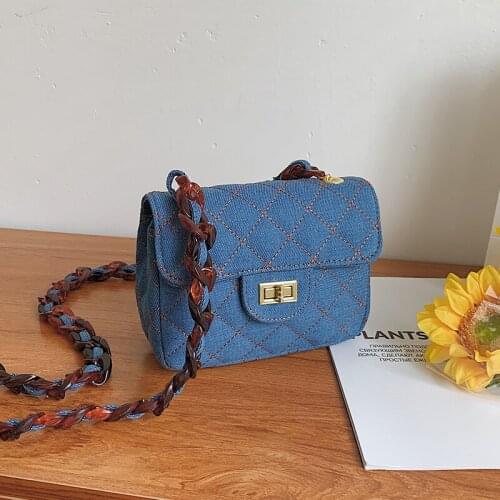 Denim Crossbody Bags For Women Vintage Acrylic Chain 2021 Summer Luxury Designer Shoulder Bag Ladies Fashion Brand Purse Handbag