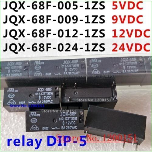 JQX-68F JQX-68F-005-1ZS 5VDC JQX-68F-009-1ZS 9VDC JQX-68F-012-1ZS 12VDC JQX-68F-024-1ZS 24VDC relay DIP-5