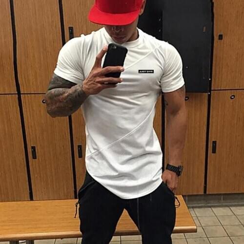 New Fitness Men T-shirt Cotton Mesh Short Sleeve Hip Hop Tshirt Male Patchwork Tees Tops Mens Summer Brand Just Gym Clothing