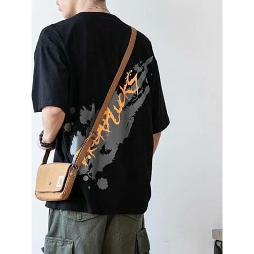 Summer Short Sleeve Mens T Shirt Oversized Round Neck Print Korean Fashion Japanese Style Harajuku Casual Loose Tees Cotton