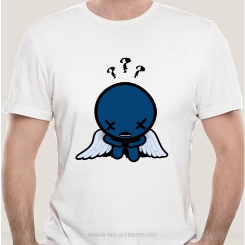 Men T-Shirt The Binding Of Isaac Blue Baby Minimal Cotton Tee Shirt Short Sleeve Rebirth Game Lamb Azazel Demon T Shirt