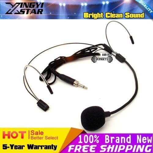 Free Shipping Screw Thread 3.5mm Plug Headset Microphone Dual Ear Hook Headworn Headband Mic For Wireless BodyPack Transmitter