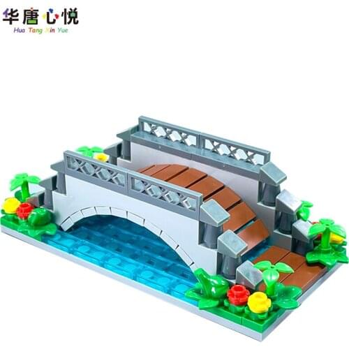 City Scene Series Small Bridge And Flowing Water Arch Bridges Decoration Building Blocks Educational Toys Kids Gift Cities Model