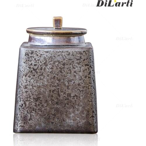 Creative retro ceramic tea cans Coffeejar Handmade high temperature fired rust glaze storage tank ceramic container kitchen tins