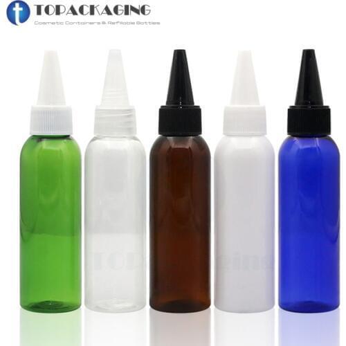50 * 60ML Needle Nose Cap Bottle Plastic Cosmetic Container Refillable Hair Perm Liquid Essence Oil Dropper Squeeze Makeup Pack