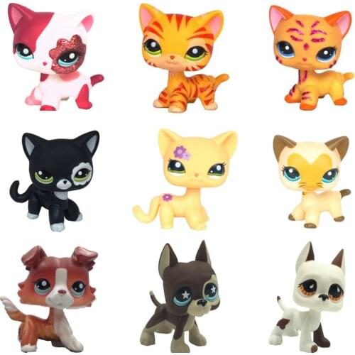 Lps Cat Pet Shop Toys Original Animal Collections Red Black Short Hair Cat Collie Dog Great Dane Cute Birthday Gift for Child